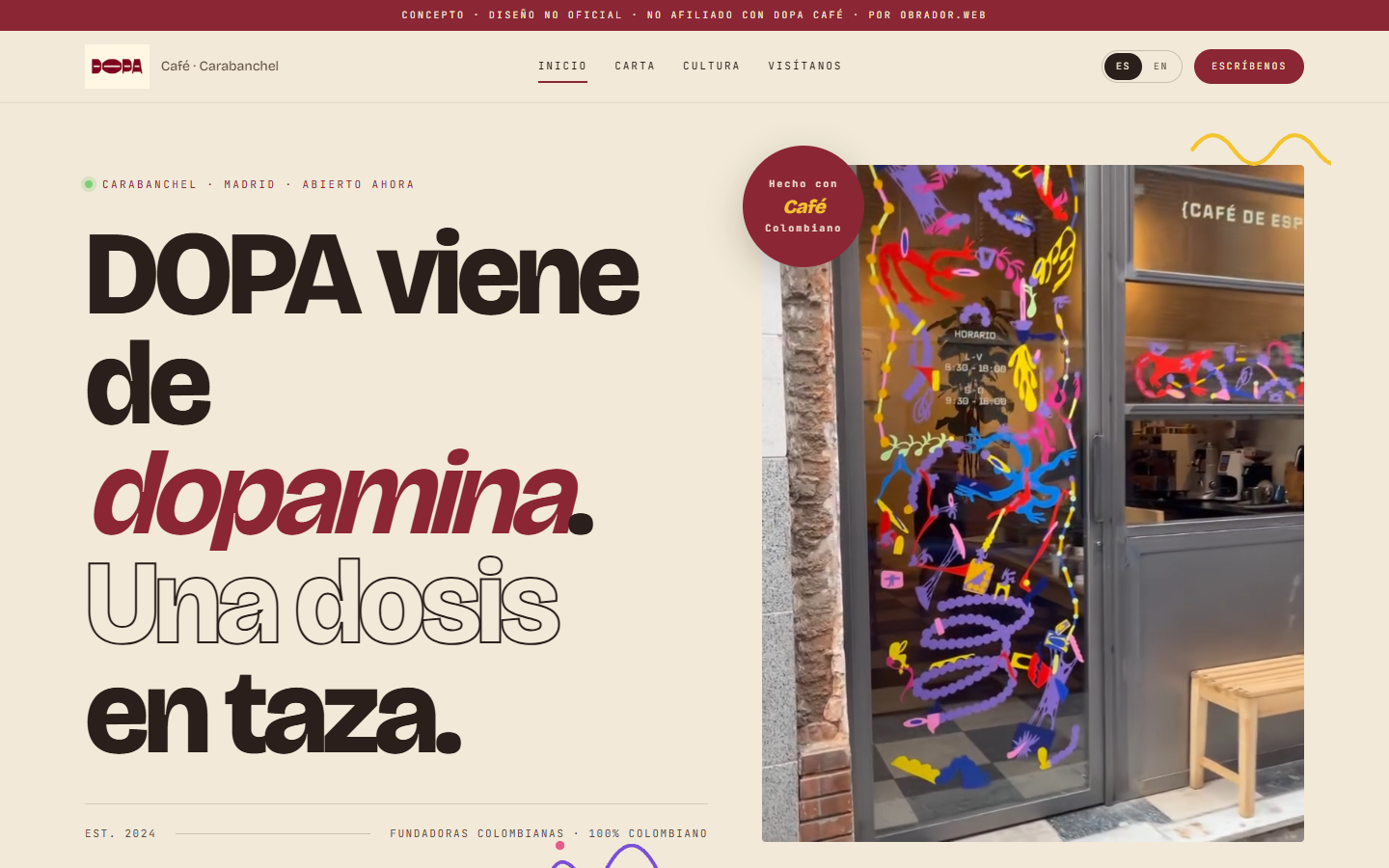 Dopa Cafe, concepto web